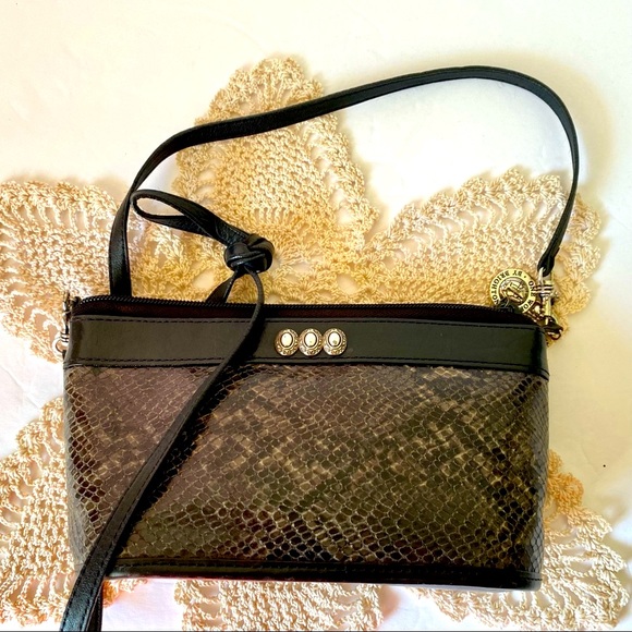 Rare Brighton Crossbody Snake Skin Leather vintage Convertible Clutch Purse Bag - Picture 1 of 10